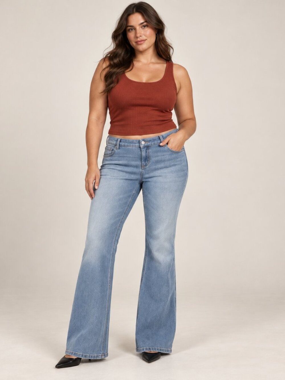 Halara Flex Low Rise Flare Casual Jeans Blue Denim Pockets Large L
